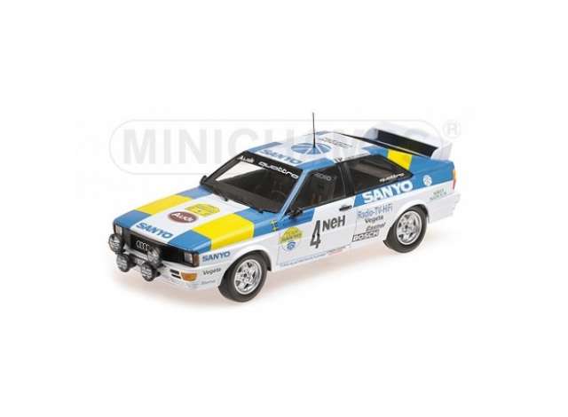 1982 Audi Quattro Audi Sport Sweden Blomqvist/Cederberg Winners International Swedish Rally, white/blue/yellow