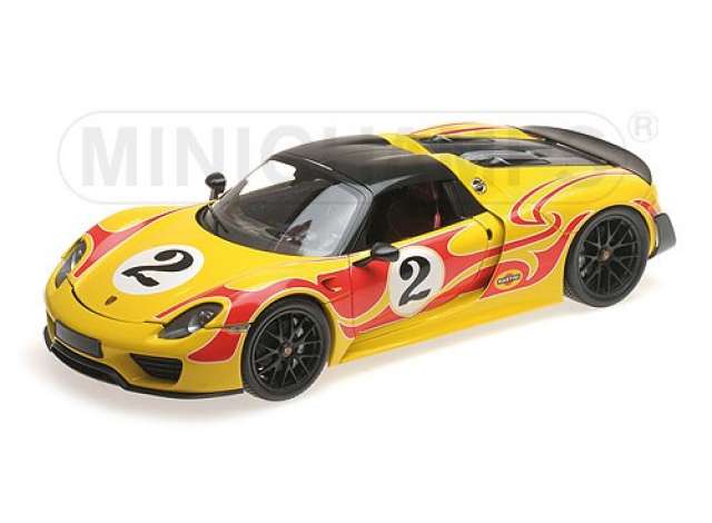 2015 Porsche 918 Spyder Weissach package, yellow with red stripes