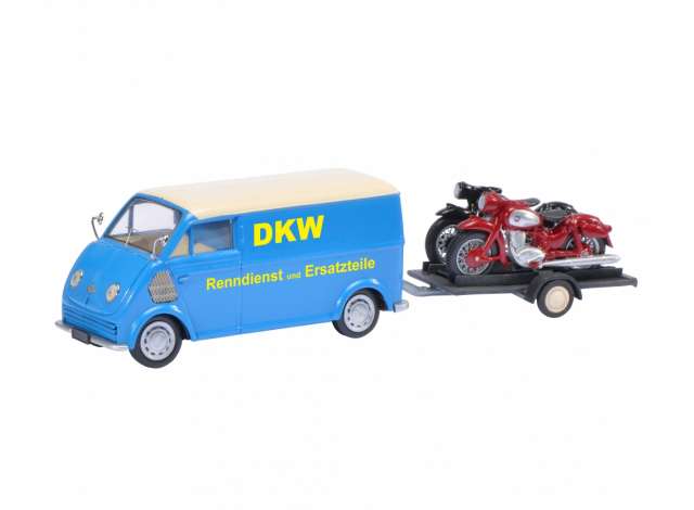 DKW Schnelllaster with 2 motorcycles, blue
