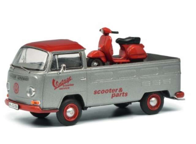 1/43 Volkswagen T2a Pickup *Scooter & Parts* with PX, silver/red